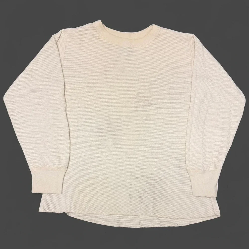 Vintage 90s US Army Cotton Thermal Shirt Mens XL Cream Waffle Knit Undershirt